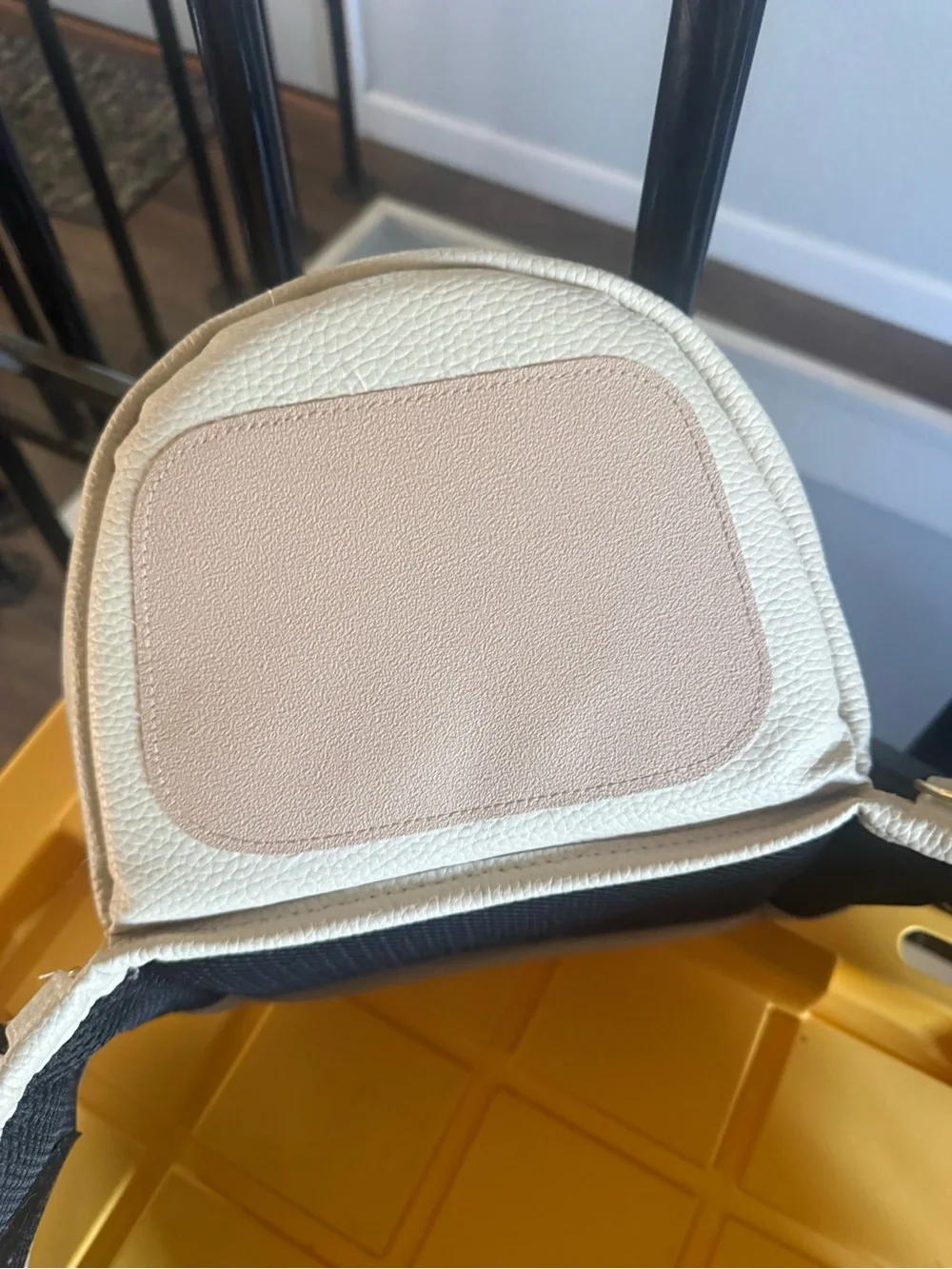 Tushbaby Cream Pebbled Leather Baby Bag